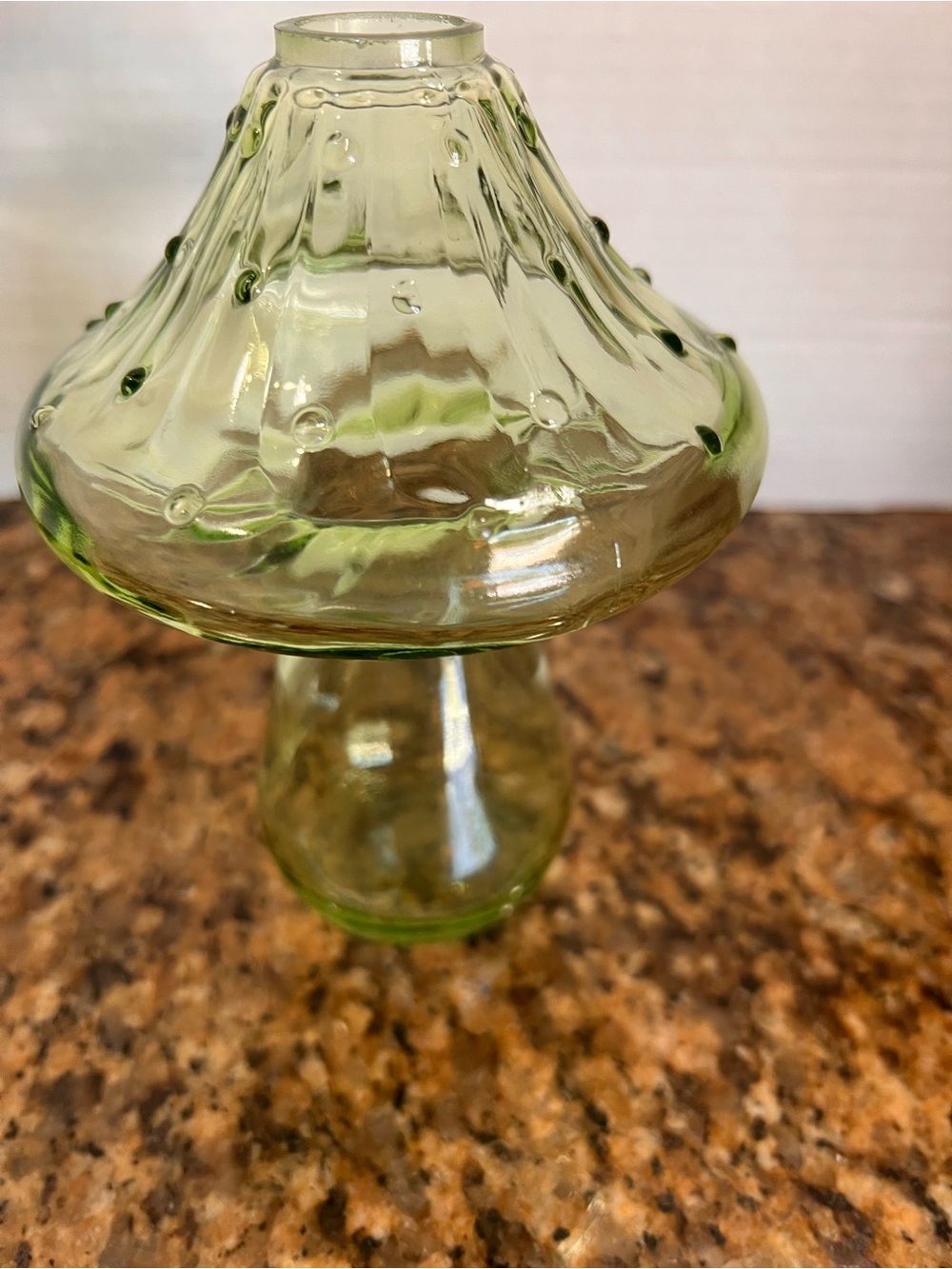 Green Glass Mushroom Accent Vase Rooter - Unbranded